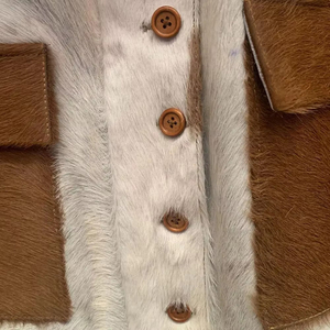 Custom <b>Men</b> Cow Print Faux <b>Fur</b> <b>Jacket</b> Black White Patchwork Button Up Winter Outerwear Regular Fit Thick Faux <b>Fur</b> Lining - Product Image 4