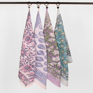 Wholesale Cotton Block Print Bandana 21X21 Inches Soft Fabric Custom Printed <b>Scarf</b> Manufacturer and Exporter - Product Image 1