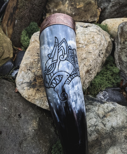 Best Quality Viking Drinking Horn with Brass Rim Agate Fitted Horn <b>Stand</b> Premium Drinking Horn - Product Image 2