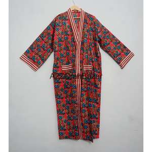 Kimono Indio 100% Algodón al por Mayor, Kimono de Algodón con Estampado a Mano, Fabricante de Ropa de Mujer, Kimono Largo de Diseñador - Product Image 1