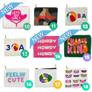 Juego de Monederos de Cuentas Hechos a Mano, Coloridos y Modernos, con Patrones de Dulces, Bordados, Frases Divertidas, Flores, Bebidas, Animales, Iconos, Cierre de Cremallera - Product Image 3