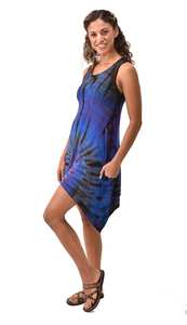 Boho Tie Dye Rayon Sundress With Pockets <b>Festival</b> Dress - Product Image 3