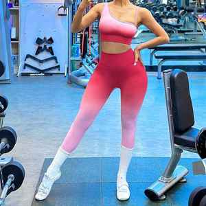 Custom Logo High Waist <b>Seamless</b> <b>Leggings</b> Padded Sports Bra Gym Breathable Two Piece Yoga Sets For Women - Product Image 3