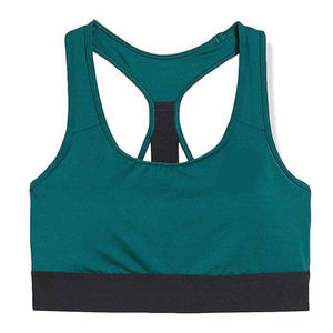 Women's Racerback Sports Bra Crew Neck Ribbed High Support Quick Dry Breathable Yoga <b>Top</b> Solid Color Seamless Design <b>Crystal</b> - Product Image 3