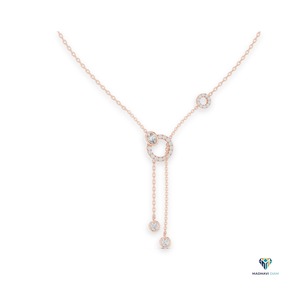 Collier en or rose avec diamant de laboratoire rond en forme de Y, 0,46 ct, en or massif 14 carats - Product Image 1