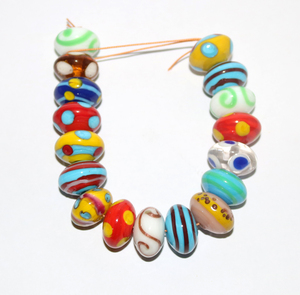 Cuentas de Vidrio de Mármol de 16 mm Hechas a Mano de Primera Calidad para Hacer Pulseras |   Joyería de Combinación Roja de Alta Calidad para Hacer Collares DIY - Product Image 1