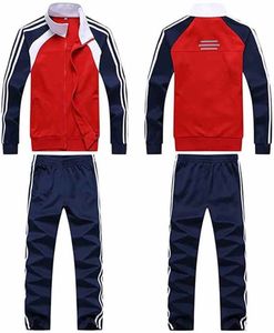 Survêtement unisexe rouge marine, fermeture éclair intégrale, style sportif, blocs de couleur, polyester, coupe classique avec poches latérales, pour l'automne - Product Image 6