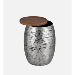 Tabouret Tambour Moderne en Fer Noir Brillant, Table d'Appoint de Jardin en Métal Durable avec Découpes en Treillis Dione, pour Utilisation Intérieure, Extérieure et Domestique - Product Image 4