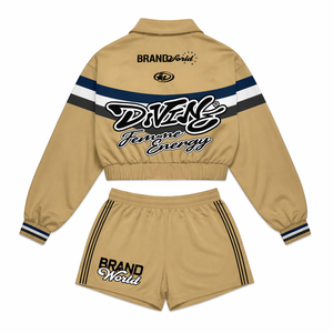 ชุดเซ็ตเสื้อครอปและกางเกงขาสั้นลำลองสไตล์สปอร์ตสตรีทแวร์ พิมพ์โลโก้ได้ตามต้องการ ชุดสองชิ้นสไตล์เอเนอร์จี้ - Product Image 2