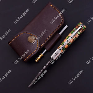 Industrial Grade Damascus Steel Back Lock Foldable <b>Utility</b> Pocket <b>Knife</b> Customized Colorful Handle 3.5in Drop Point Straight - Product Image 3