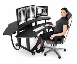 Modern DIY Black Curved Metal Freestanding Standing Desk Dual Monitor <b>Workstation</b> Ergonomic for <b>Office</b> Trading Studio - Product Image 4