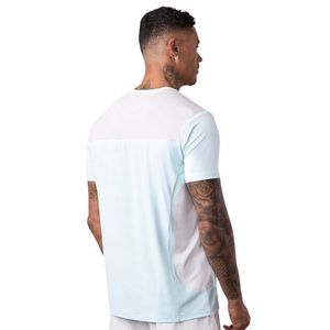 Mens <b>Sky</b> <b>Blue</b> Grey Color Block Sports T Shirt Breathable Quick Dry Athletic Gym Training Tee Lightweight Running Fitness <b>Top</b> - Product Image 2