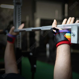 Sibrin Bandes de poignet personnalisées avec logo imprimé arc-en-ciel, élastiques et robustes, pour le soutien des poignets en musculation et haltérophilie, 18 pouces - Product Image 6