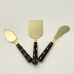 High Quality Stainless Steel <b>Cheese</b> Tools <b>Set</b> Gold PVD Finish with black Resin Handle Eco - Friendly Dishwasher Safe <b>Cheese</b> <b>Set</b> - Product Image 3