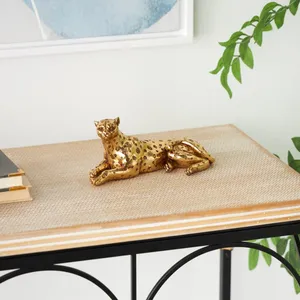 Handmade Brass Leopard Sculpture <b>Figure</b> Traditional Animal Decor for Living Room Tabletop Display - Product Image 3