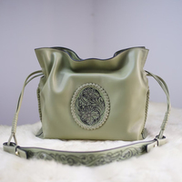 Sac seau en cuir véritable pour femme, style rétro 2025, fermeture à cordon, motif floral, durable, luxueux, usage quotidien, modèle T6616