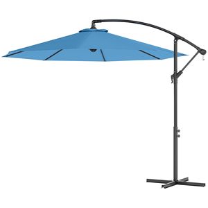 Ombrellone a braccio laterale blu da 3 m con materiale resistente ai raggi UV e all'acqua e base a croce (peso non incluso) - Product Image 1
