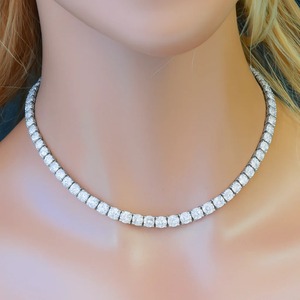 Collar de tenis de circonita cúbica CZ de lujo para mujer, gargantilla de lujo con circonitas cúbicas, chapado en oro blanco - Product Image 1