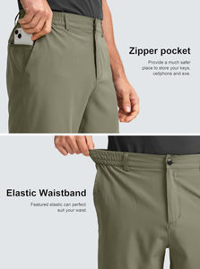 Shorts de golf décontractés pour hommes, taille élastique, cordon de serrage, haute qualité, longueur genou, légers, respirants, en coton, anti-humidité, séchage rapide - Product Image 3