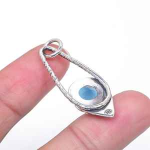 Pendentif en tourmaline bleu turquoise, argent sterling 925, collier artisanal en pierres précieuses, bijoux de luxe, cadeau pour femme - Product Image 2