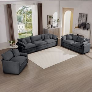 Divano Componibile a 3 Pezzi Confortevole e Oversize, Un Divano Singolo e Due Divani a Due Posti per Soggiorno - Product Image 1