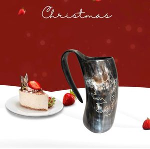 Mug en corne de buffle polie noire, style Viking, avec gravure personnalisée - Product Image 3