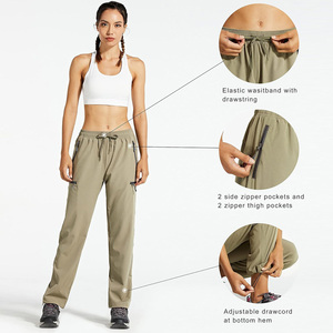 Pantalon de randonnée unisexe en softshell, séchage rapide, résistant à l'eau, avec fermeture éclair, cordon de serrage et poches, coupe classique pour l'été et les activités de plein air - Product Image 3
