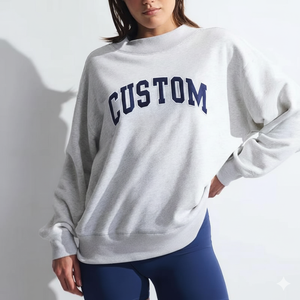เสื้อสเวตเชิ้ตคอกลมโอเวอร์ไซส์สำหรับผู้หญิง พิมพ์ลายตัวอักษร แขนยาว ถักทอ ใส่ได้ในฤดูใบไม้ร่วง ระบายอากาศได้ดี สไตล์คอเต่า - Product Image 1