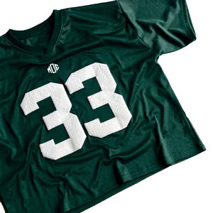 Jersey de Fútbol Americano Verde Transpirable de Malla con MOQ Bajo, 100% Poliéster, Ropa Urbana para Hombre, Cuello en V, Número 33, Ropa de Equipo, Pedidos al por Mayor OEM - Product Image 5