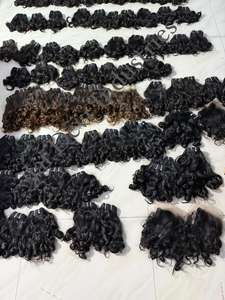 ผมอินเดียแบบดิบ ไม่ผ่านการแปรรูป ผมหยิกแบบเบบี้อินเดีย / ผมมนุษย์แบบหยิกพม่า / มัดผมเต็มช่อแบบอินเดียหยิกแบบเบบี้บันซี่เคอร์ลี่ - Product Image 3