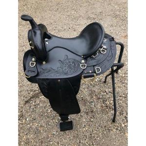 Silla de Montar Negra de Cuero Genuino Pulido, Hecha a Mano, de Lujo, Estilo Europeo y Australiano, para Todas las Estaciones - Product Image 1