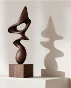 Modern Abstract Wood Sculpture Irregular Handcrafted Art Statue Custom Decorative Carved <b>Ornament</b> for Living Room Birthday Gift - Product Image 1