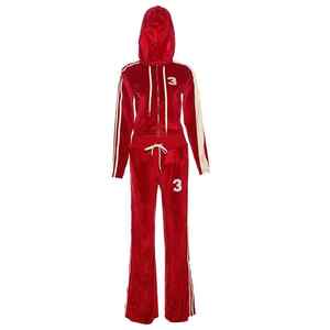 Ensemble deux pièces décontracté pour femme en molleton bouclette 360g imprimé 100% coton, respectueux de l'environnement, pour l'hiver, comprenant un sweat à capuche et un pantalon de jogging, tenue de détente, personnalisable OEM - Product Image 2