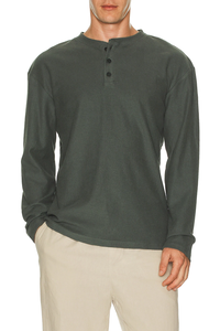 T-shirts Henley Homme Grande Taille Personnalisables avec Logo sur le Devant – 100% Coton Tricoté Écologique, Séchage Rapide, Qualité Supérieure - Product Image 3