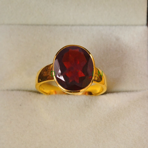 Red <b>Garnet</b> Gold Plated Gemstone <b>Ring</b> Handmade Jewelry - Product Image 1