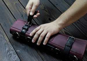 Sac de Chef en Cuir Fait Main de Luxe Anti-Odeur Robuste pour Couteaux, Organisateur de Rangement Culinaire pour Hôtels, Étui à Ustensiles de Cuisine - Product Image 2