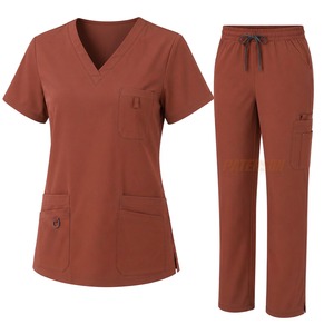Tenues médicales unisexes personnalisées en polyester et coton, haut à col en V et pantalon cargo, uniforme d'infirmière, vente en gros, fournisseur de marques privées - Product Image 4