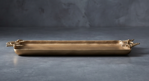 Bandeja Rectangular Dorada para Servir, Plato de Metal Resistente con Textura Fundida, Artículo de Vajilla para Cocina y Comedor - Product Image 2