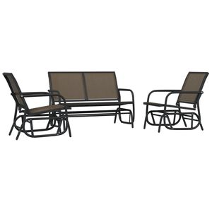 Ensemble de salon de jardin moyen en textilène et acier marron, lot de 3 - Product Image 3