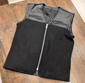 Veste de motard en denim premium, design entièrement personnalisé et cuir noir véritable, coupe raffinée, veste en cuir pour moto pour tous les motards - Product Image 4