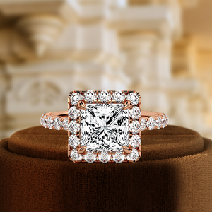 Bague d'anniversaire en diamant taille princesse 1,5 carat, bague de fiançailles en or blanc 14 carats, bague en diamant certifiée IGI, bague à pavé complet - Product Image 6