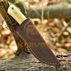 Premium Damascus Hunting <b>Knife</b> with <b>Bone</b> <b>Handle</b> | Handmade Fixed Blade Camping, Bushcraft & Survival <b>Knife</b> - Product Image 3