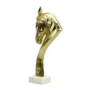 Jaffs Exports 36cm H X 8cm W X 16.5cm L Golden Aluminium Horse Head Sculpture Artistic Figurine Handmade Contemporary Tabletop - Product Image 3