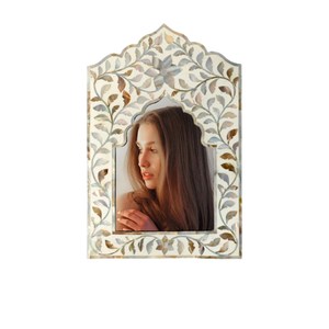 Floral Vintage Mother of Pearl Inlay Picture <b>Frame</b>: Handmade Floral Decor - Product Image 3