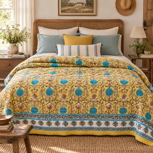 Best Price Wholesale New Arrival Reversible Quilt Set Handmade Block Printed Soft Lightweight Cotton Vibrant Floral Unique Home - Product Image 1