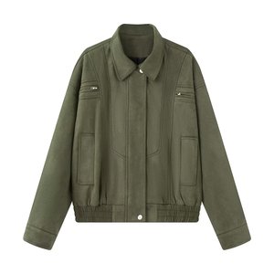 Veste Courte OEM Printemps-Été-Automne 2026 Unie Rétro Haut de Gamme Respirante Écologique à Fermeture Éclair et Manches Longues - Product Image 3