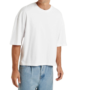 Custom Logo Boxy Fit T-Shirt for Men Heavyweight Cotton Oversize Blank Round Collar Streetwear <b>Print</b> Drop Shoulder Boxy Fit - Product Image 1