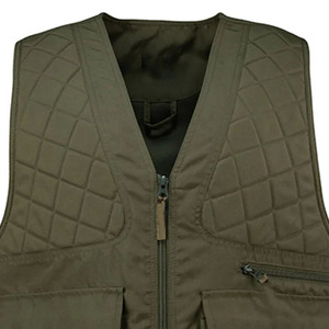 Gilet de chasse matelassé imperméable en coton 100% vert olive pour homme, plusieurs poches, fermeture éclair, vêtement d'extérieur décontracté - Product Image 4