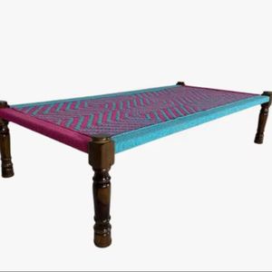 Handwoven Woven Rectangle Modern Bohemian Charpai <b>Bench</b> Artisanal Traditional Indian Design Eco-Friendly Durable Indoor Wooden - Product Image 1