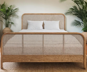 Solid Mahogany Midcentury Modern Platform Bed in California King Size with Excellent Finish for Bedroom Set & Home Furniture - Product Image 1